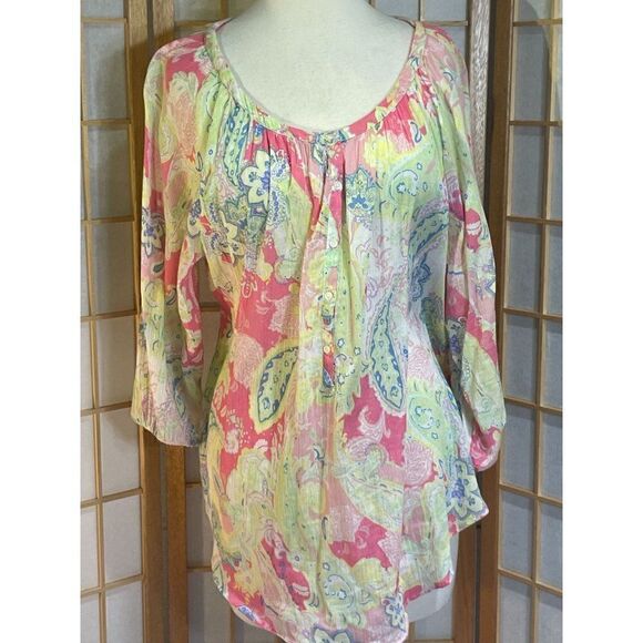 American Living Med Tropical Blouse - Picture 7 of 14